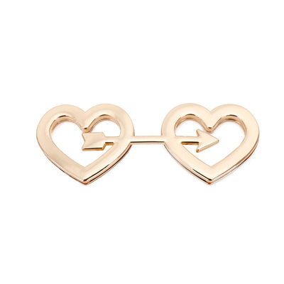 Double Heart Arrow Shape Handtas Lock Hardware Pale Gold Color